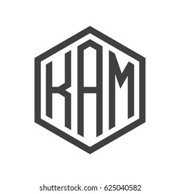 three-letter initials hexagon logo black