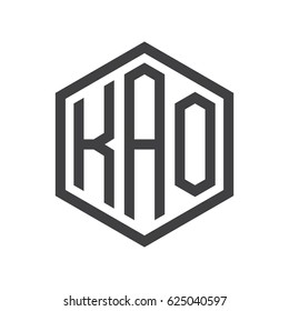 three-letter initials hexagon logo black