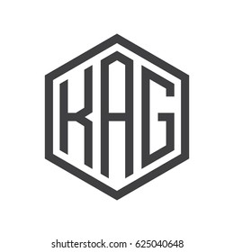three-letter initials hexagon logo black