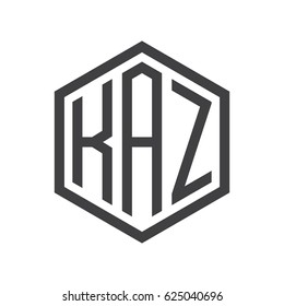 three-letter initials hexagon logo black