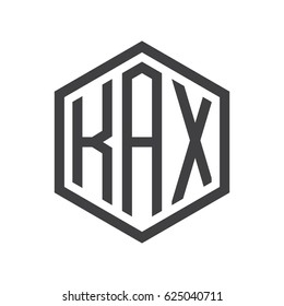 three-letter initials hexagon logo black