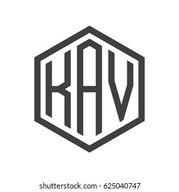 three-letter initials hexagon logo black