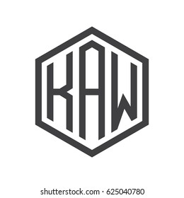 three-letter initials hexagon logo black