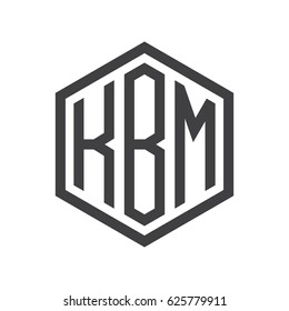 three-letter initials hexagon logo black