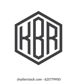 three-letter initials hexagon logo black