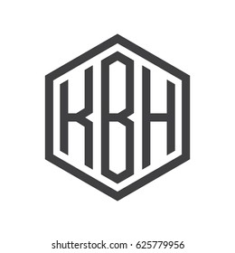 three-letter initials hexagon logo black