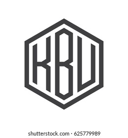 three-letter initials hexagon logo black