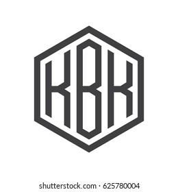 three-letter initials hexagon logo black