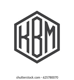 three-letter initials hexagon logo black