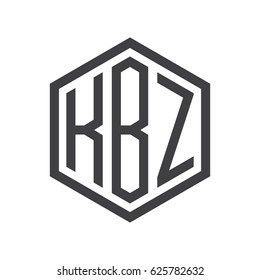three-letter initials hexagon logo black