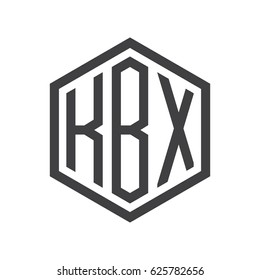 three-letter initials hexagon logo black