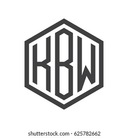 three-letter initials hexagon logo black