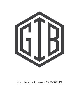 three-letter initials hexagon logo black