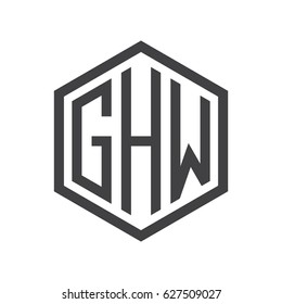 three-letter initials hexagon logo black