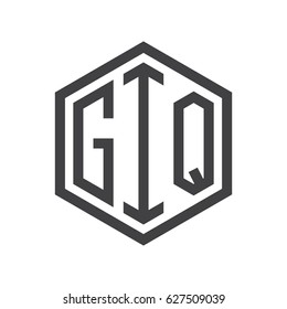 three-letter initials hexagon logo black