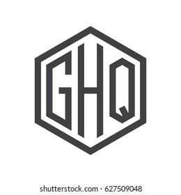 three-letter initials hexagon logo black