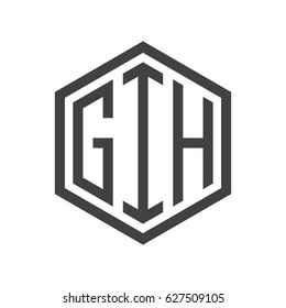 three-letter initials hexagon logo black