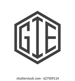 three-letter initials hexagon logo black