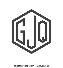 three-letter initials hexagon logo black