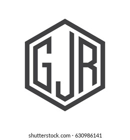 three-letter initials hexagon logo black