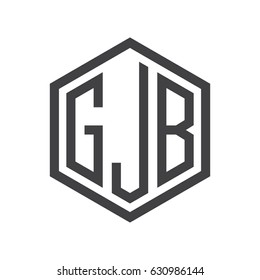 three-letter initials hexagon logo black