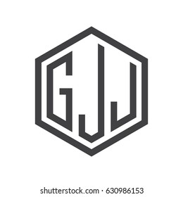 three-letter initials hexagon logo black