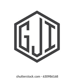 three-letter initials hexagon logo black