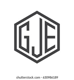 three-letter initials hexagon logo black