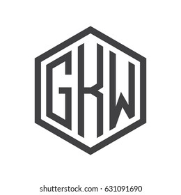 three-letter initials hexagon logo black