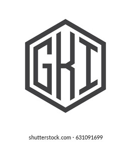 three-letter initials hexagon logo black