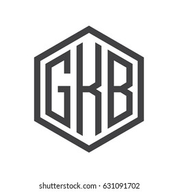 three-letter initials hexagon logo black