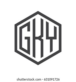 three-letter initials hexagon logo black