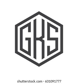 three-letter initials hexagon logo black