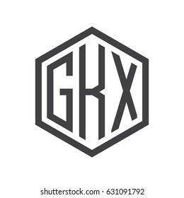 three-letter initials hexagon logo black