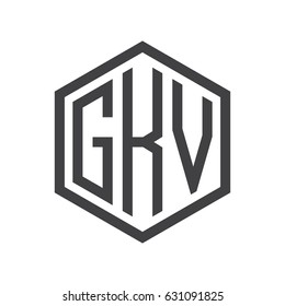 three-letter initials hexagon logo black