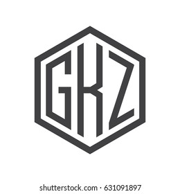 three-letter initials hexagon logo black