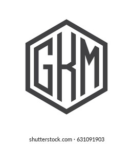 three-letter initials hexagon logo black