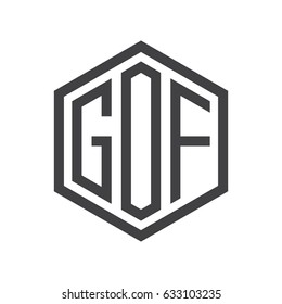 three-letter initials hexagon logo black