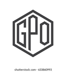 three-letter initials hexagon logo black