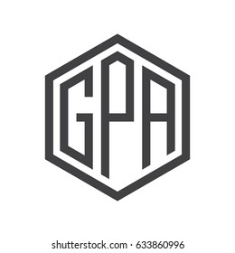 three-letter initials hexagon logo black