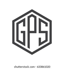 three-letter initials hexagon logo black