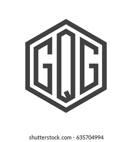 three-letter initials hexagon logo black