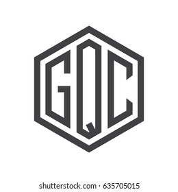 three-letter initials hexagon logo black