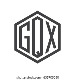 three-letter initials hexagon logo black