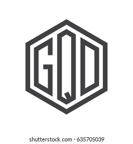 three-letter initials hexagon logo black