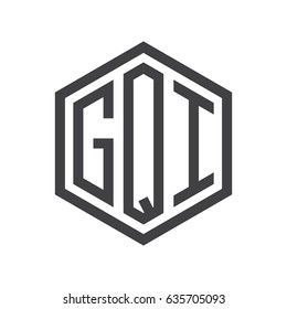 three-letter initials hexagon logo black