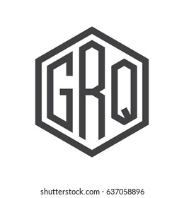 three-letter initials hexagon logo black