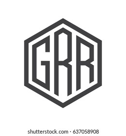 three-letter initials hexagon logo black