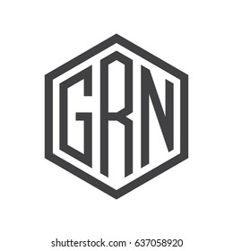 three-letter initials hexagon logo black