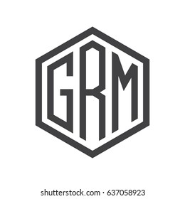 three-letter initials hexagon logo black